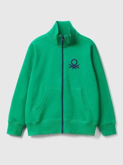 Kids' Benetton Pure Cotton Zip Sweatshirt Green | NZ452946