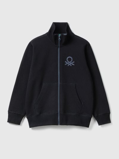 Kids' Benetton Pure Cotton Zip Sweatshirt Black | NZ523305