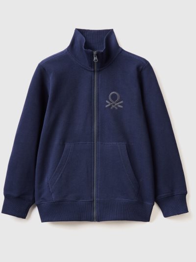 Kids' Benetton Pure Cotton Zip Sweatshirt Dark Blue | NZ526662