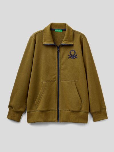 Kids' Benetton Pure Cotton Zip Sweatshirt Military Green | NZ566912