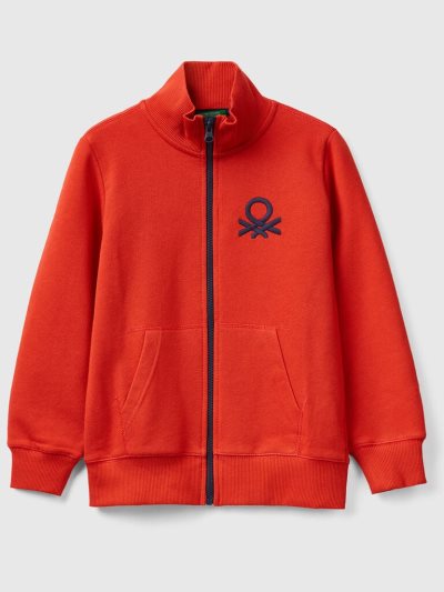 Kids' Benetton Pure Cotton Zip Sweatshirt Red | NZ677838