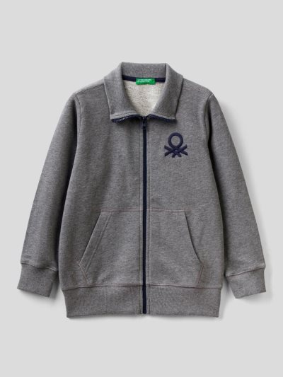 Kids' Benetton Pure Cotton Zip Sweatshirt Dark Grey | NZ961970