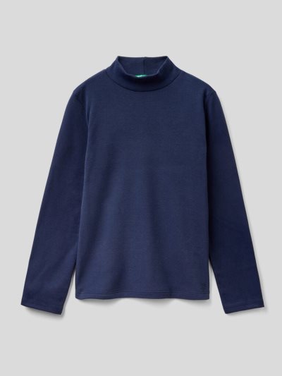 Kids' Benetton Pure Organic Cotton Long Sleeve T-shirts Dark Blue | NZ496412