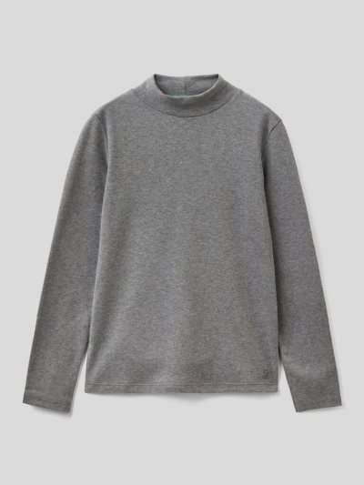 Kids' Benetton Pure Organic Cotton Long Sleeve T-shirts Dark Grey | NZ620472