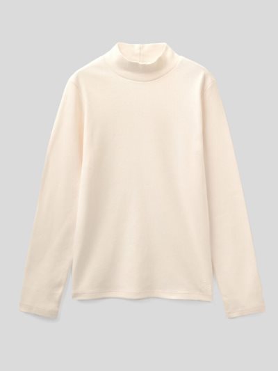 Kids' Benetton Pure Organic Cotton Long Sleeve T-shirts Creamy White | NZ830138