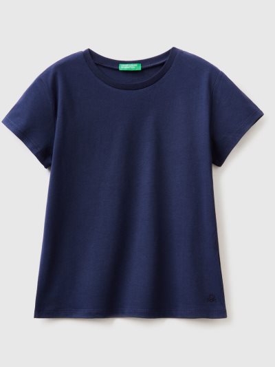 Kids' Benetton Pure Organic Cotton Short Sleeve T-shirts Dark Blue | NZ078282