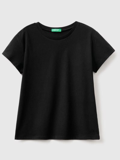 Kids' Benetton Pure Organic Cotton Short Sleeve T-shirts Black | NZ386761
