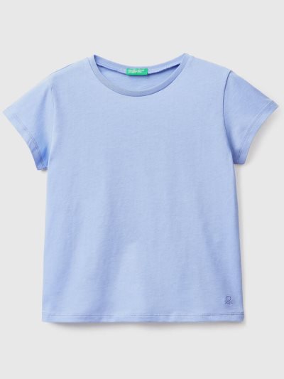 Kids' Benetton Pure Organic Cotton Short Sleeve T-shirts Periwinkle | NZ607657