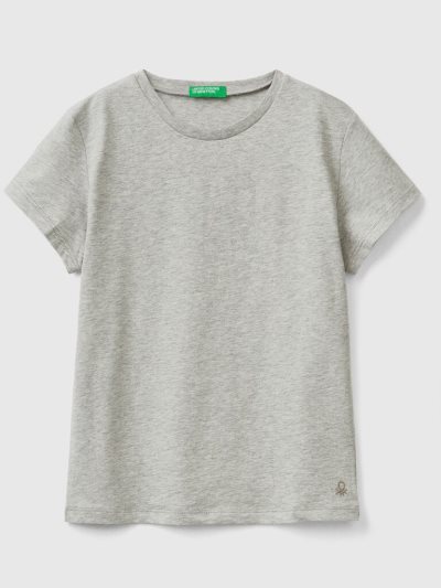 Kids' Benetton Pure Organic Cotton Short Sleeve T-shirts Light Grey | NZ644786