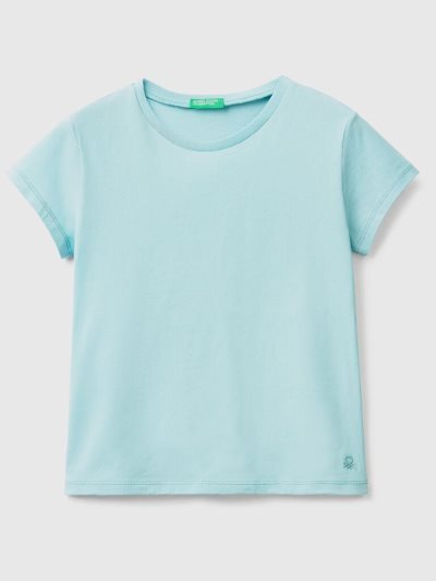 Kids' Benetton Pure Organic Cotton Short Sleeve T-shirts Aqua | NZ663266