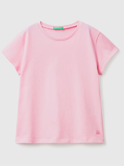 Kids' Benetton Pure Organic Cotton Short Sleeve T-shirts Pink | NZ820569