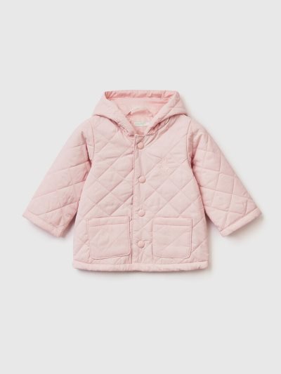 Kids' Benetton Quilted Hood Jackets Soft Pink | NZ832700