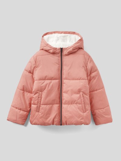 Kids' Benetton Rain Defender Hood Padded Jackets Pastel Pink | NZ485205