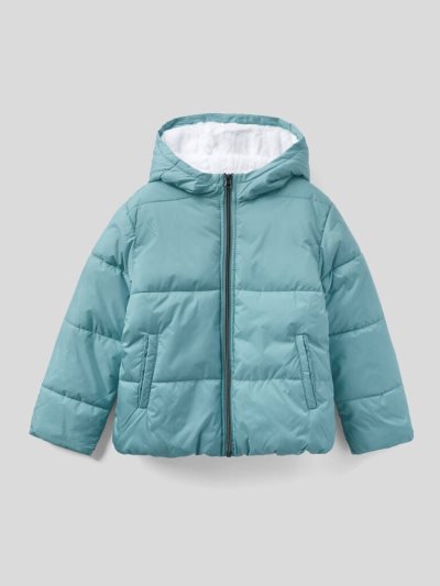 Kids' Benetton Rain Defender Hood Padded Jackets Light Blue | NZ637309