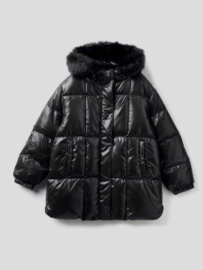 Kids' Benetton Rain Defender Padded Hood Puffer Jackets Black | NZ311350