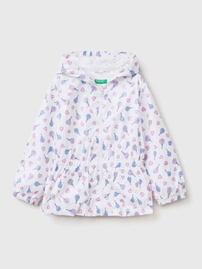 Kids' Benetton Rain Defender Patterned Light Jackets White | NZ584785