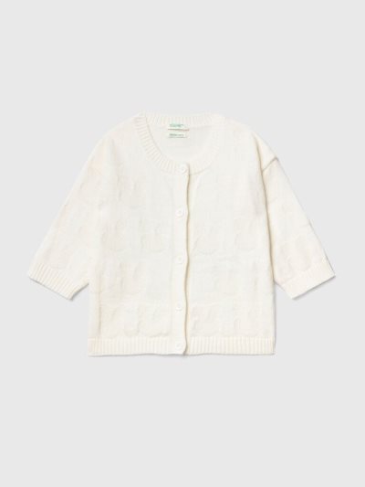 Kids' Benetton Recycled Cotton Blend Cardigan White | NZ482202