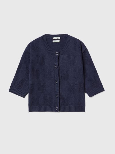 Kids' Benetton Recycled Cotton Blend Cardigan Dark Blue | NZ499255