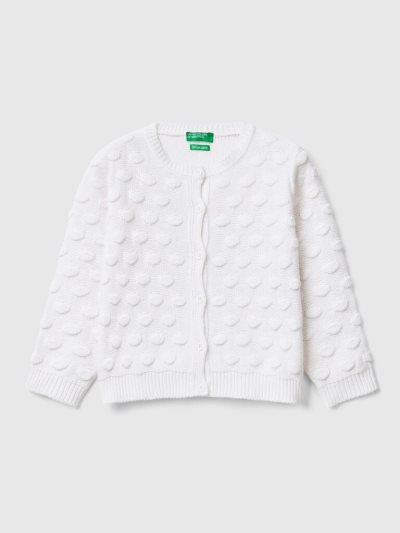 Kids' Benetton Recycled Cotton Blend Cardigan White | NZ541033
