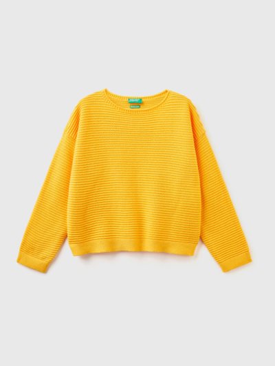Kids' Benetton Recycled Cotton Blend Sweaters Yellow | NZ204772