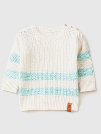 Kids' Benetton Recycled Cotton Blend Sweaters White | NZ346993