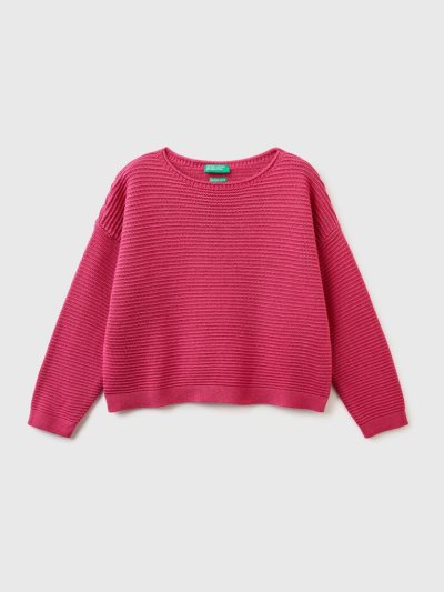 Kids' Benetton Recycled Cotton Blend Sweaters Fuchsia | NZ549584