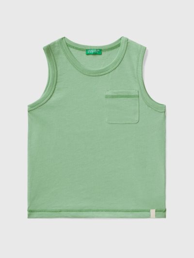 Kids' Benetton Recycled Fabric Pocket Tanks Light Green | NZ653248