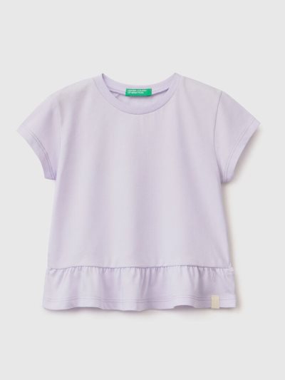 Kids' Benetton Recycled Fabric Ruffles Short Sleeve T-shirts Lilac | NZ659757