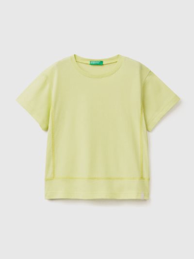 Kids' Benetton Recycled Fabric Short Sleeve T-shirts Neon Yellow | NZ703663