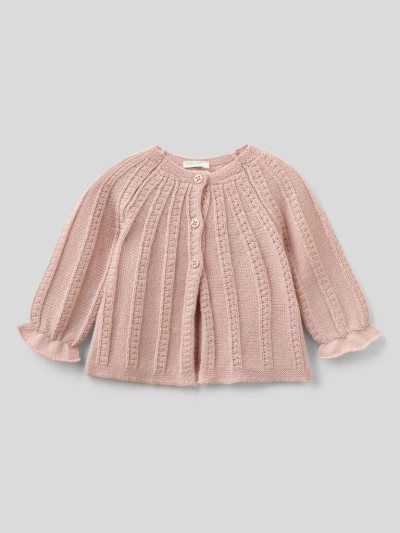 Kids' Benetton Recycled Wool Blend Cardigan Soft Pink | NZ706899