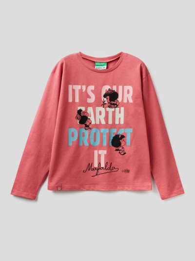 Kids' Benetton Regular Fit "Mafalda" Long Sleeve T-shirts Strawberry | NZ878434