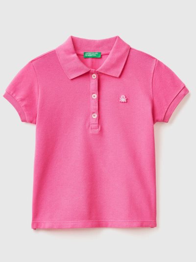 Kids' Benetton Regular Fit Organic Cotton Polo Shirts Fuchsia | NZ640998