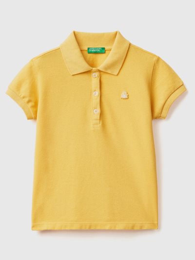 Kids' Benetton Regular Fit Organic Cotton Polo Shirts Yellow | NZ813632