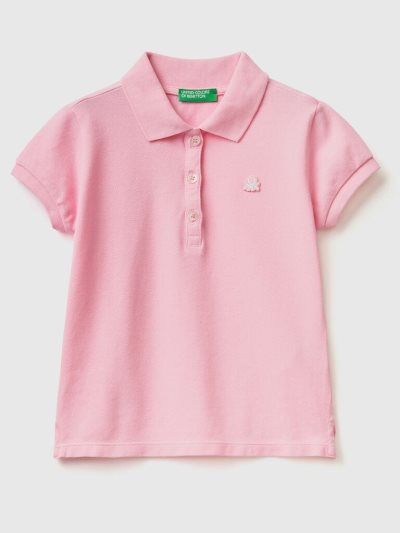 Kids' Benetton Regular Fit Organic Cotton Polo Shirts Pink | NZ926913