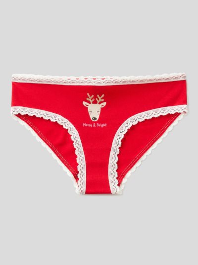 Kids' Benetton Reindeer Print And Glitter Briefs Red | NZ763972