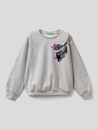 Kids' Benetton Reversible Sequins Sweatshirt Grey | NZ938788