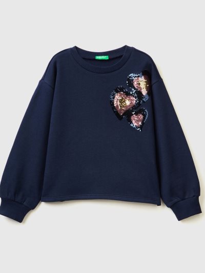 Kids' Benetton Reversible Sequins Sweatshirt Dark Blue | NZ971619