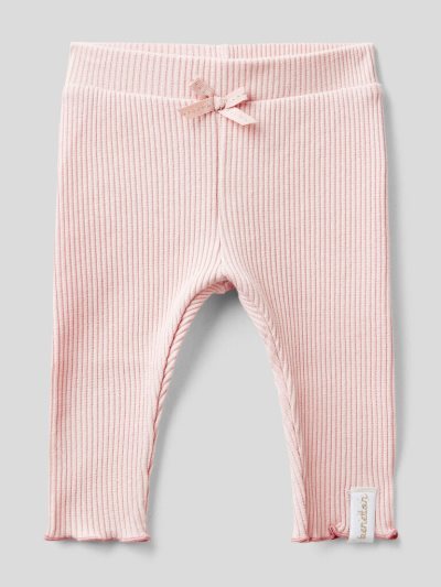 Kids' Benetton Ribbed Bow Leggings Pink | NZ452231