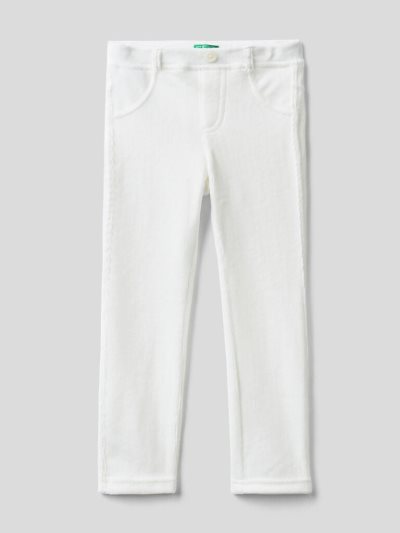 Kids' Benetton Ribbed Chenille Trousers Creamy White | NZ139468
