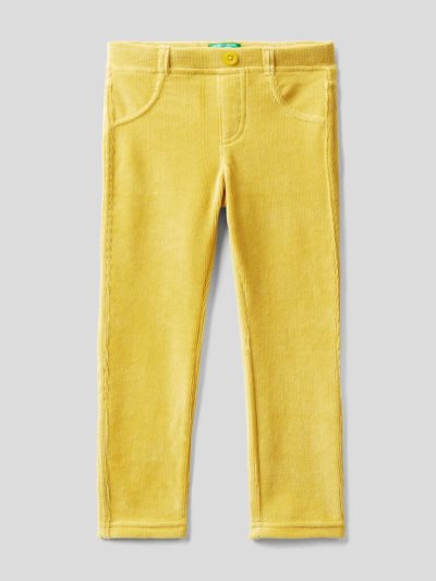 Kids' Benetton Ribbed Chenille Trousers Yellow | NZ220299