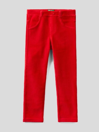 Kids' Benetton Ribbed Chenille Trousers Red | NZ325427