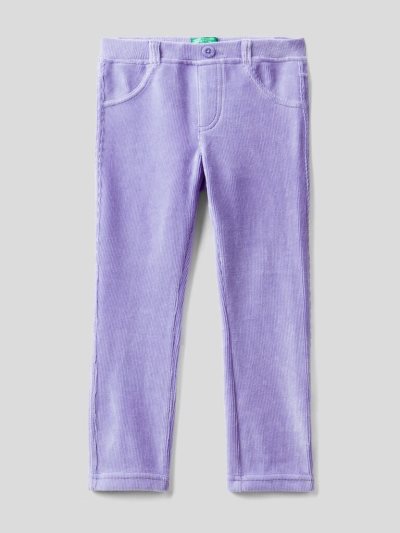 Kids' Benetton Ribbed Chenille Trousers Lilac | NZ359155