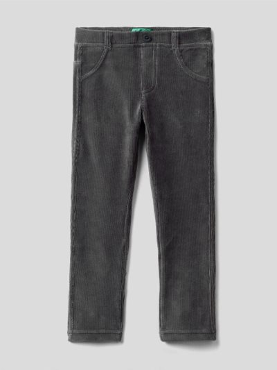 Kids' Benetton Ribbed Chenille Trousers Dark Grey | NZ372861