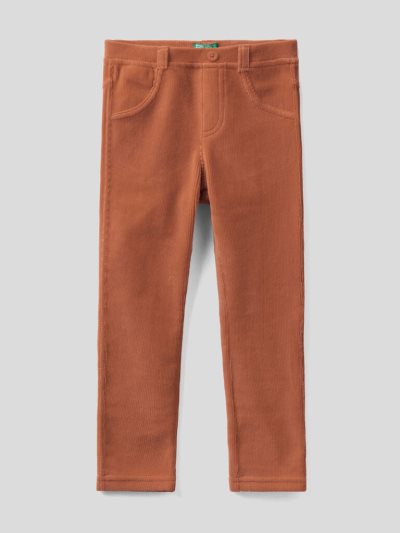 Kids' Benetton Ribbed Chenille Trousers Brown | NZ543404