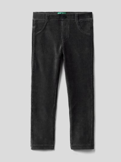 Kids' Benetton Ribbed Chenille Trousers Black | NZ551554