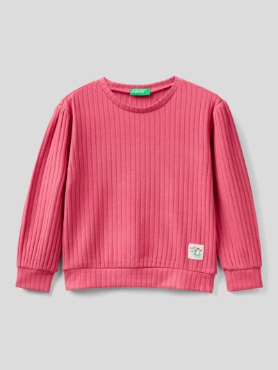 Kids' Benetton Ribbed Pullover Sweatshirt Strawberry | NZ893403