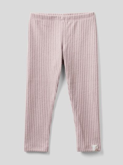 Kids' Benetton Ribbed Recycled Fabric Leggings Soft Pink | NZ090864