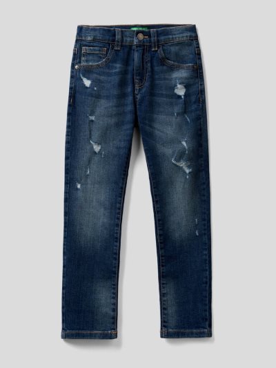 Kids' Benetton Rips Skinny Fit Jeans Dark Blue | NZ286029