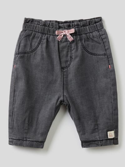 Kids' Benetton Rouches And Bow Trousers Dark Grey | NZ701197