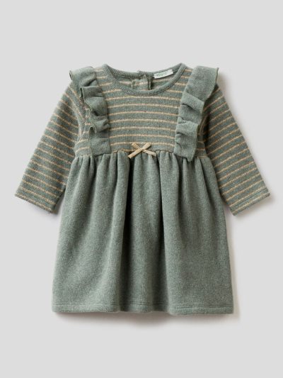Kids' Benetton Rouches And Lurex Dress Grey | NZ054393